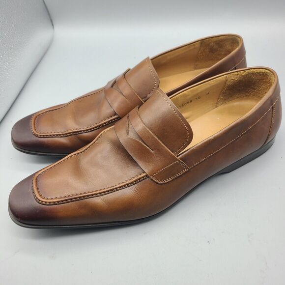 Magnanni Vince Penny Loafers Men’s 10 M Chestnut Leather Slip On Shoes main image 9